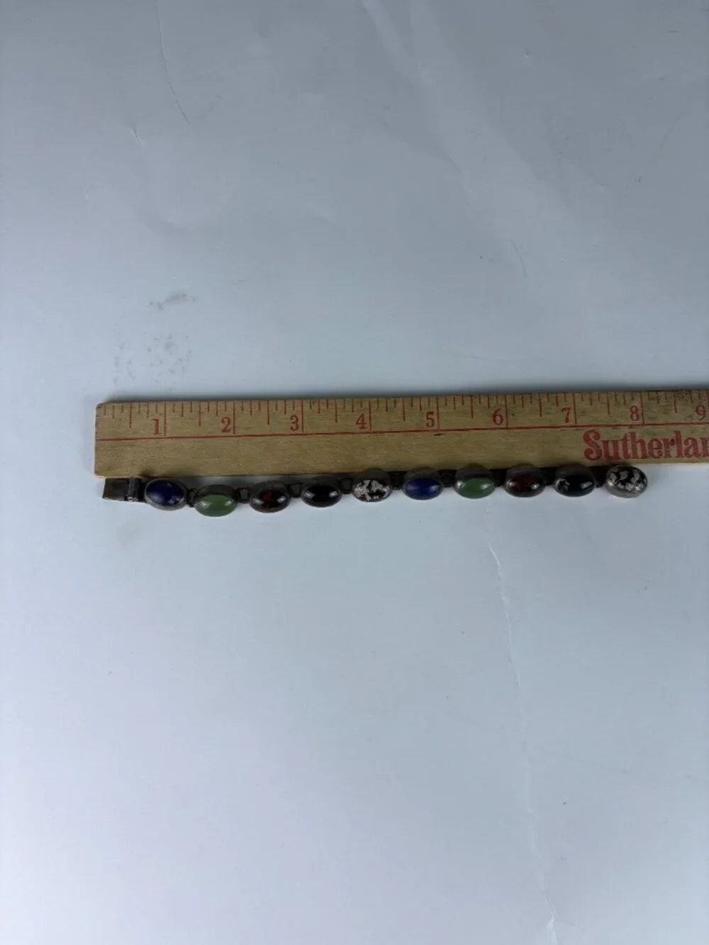 Vintage Taxco Mexico 925 Sterling Silver Multi-Stone Link Bracelet | Lapis
